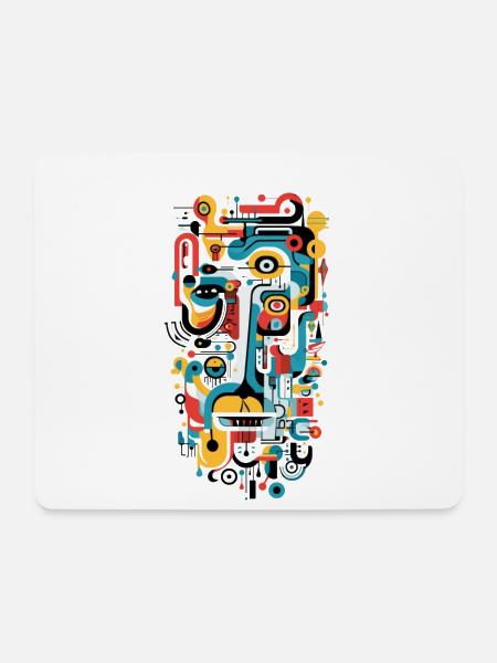 "Geometric Echoes" Abstract Art - Mousepad (Querformat) - Weiß