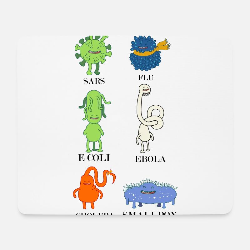 Süße Bakterien und Viren - Grippe, E.Coli - Mousepad (Querformat) - Weiß