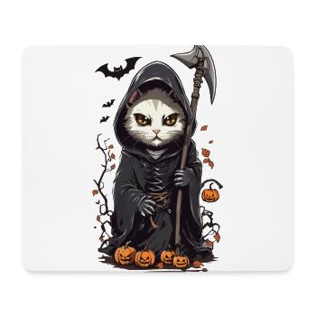 Süß gruseliges Katzen Sensenmann Halloween Design - Mousepad (Querformat) - Weiß - Vorne