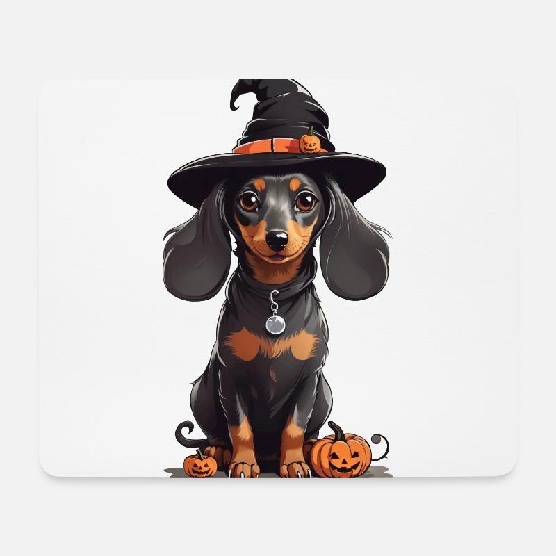 Hexen Dackel Halloween Hundezauber Design - Mousepad (Querformat) - Weiß