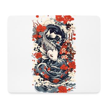 Japanischer Koi Kunststil Japan Wave Retro Stil - Mousepad (Querformat) - Weiß - Vorne