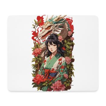 Asian Dragon Anime Aesthetic Girl Design - Mouse Pad (horizontal) - white - Front