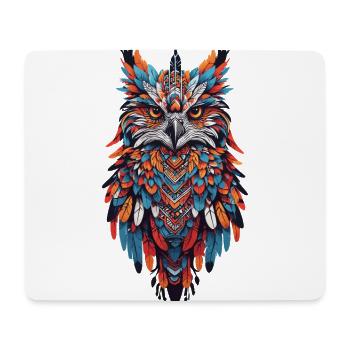 Hibou Mandala Animal chaman plume Design - Tapis de souris (format paysage) - blanc - Devant