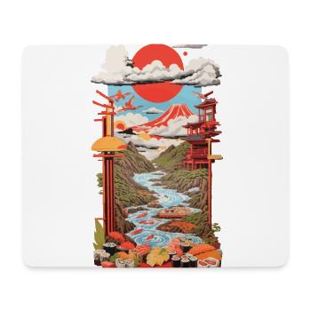 Ukiyo-E Sushi Landschaft Japan Retro Streetwear - Mousepad (Querformat) - Weiß - Vorne