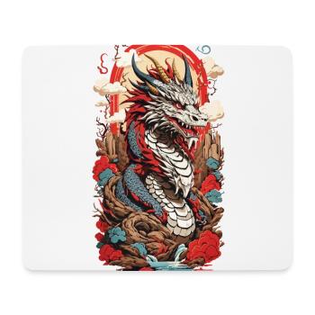 Ukiyo-E Drache Retro Japan Streetwear Design - Mousepad (Querformat) - Weiß - Vorne
