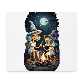 Drôles de sorcières feu de camp Halloween enfants - Tapis de souris (format paysage) - blanc - Devant