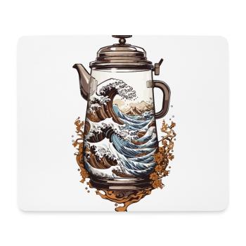 Coffee Ukiyo-E Wave Coffee Pot Streetwear - Mouse Pad (horizontal) - white - Front