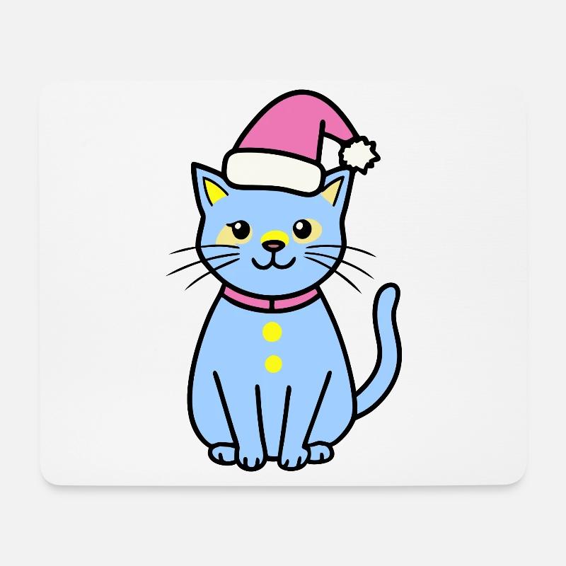 Meowy Christmas - Geschenk mit Katze - Mousepad (Querformat) - Weiß
