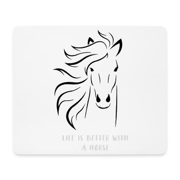 La vie est meilleure avec un rêve d’équitation de fille à cheval - Tapis de souris (format paysage) - blanc - Devant