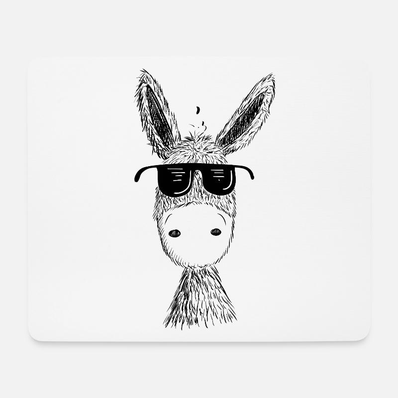 Lustiger Esel Mit Cooler Sonnenbrille I Muli I Fun - Mousepad (Querformat) - Weiß