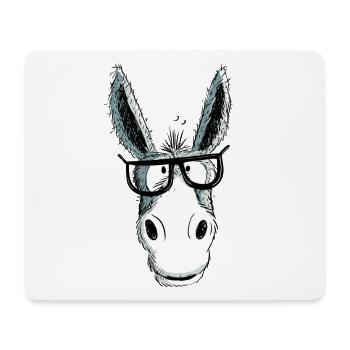 Lustiger Grauer Nerd Esel Mit Brille I Comic - Mousepad (Querformat) - Weiß - Vorne