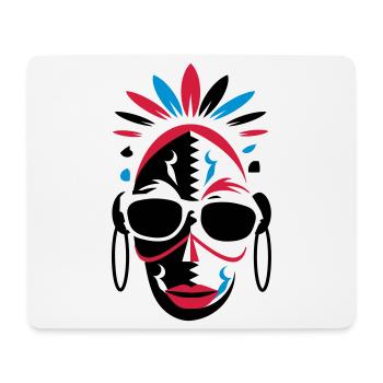afrikanische Maske mit Sonnenbrille als Stencil - Mousepad (Querformat) - Weiß - Vorne