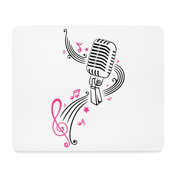 Mikrofon mit Musiknoten und Notenschlüssel - Mousepad (Querformat) - Weiß - Vorne