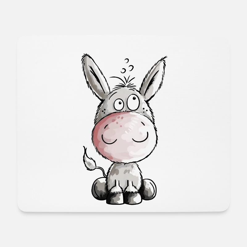Kleiner Esel - Eselchen - Comic - Tiere - Mousepad (Querformat) - Weiß