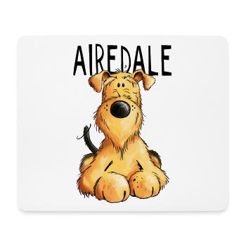 Witziger Airedale Terrier - Hund - Geschenk - Mousepad (Querformat) - Weiß - Vorne