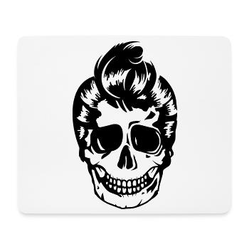 Totenkopf mit 50er Jahre Frisur Rockabilly Styl - Mousepad (Querformat) - Weiß - Vorne