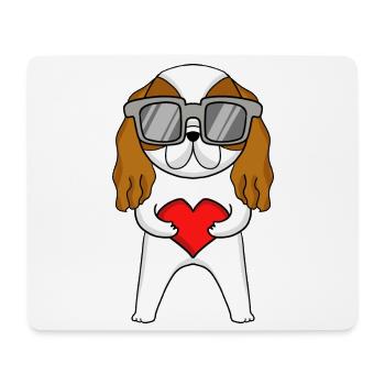 Cavalier King Charles Épagneul avec lunettes de soleil - Tapis de souris (format paysage) - blanc - Devant