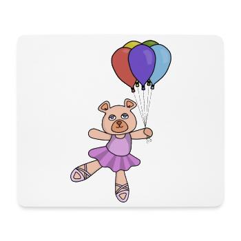 A little ballerina bear holding colorful balloons - Mouse Pad (horizontal) - white - Front