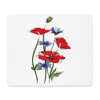 Mohnblumen und Kornblumen im Sommer - Mousepad (Querformat) - Weiß - Vorne