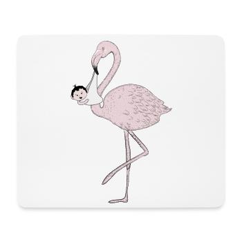 Flamingo bringt das Baby anstatt der Storch - Mousepad (Querformat) - Weiß - Vorne