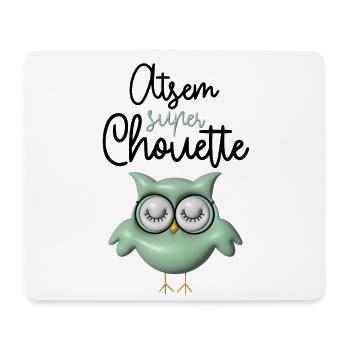 Atsem super chouette verte 3D - Tapis de souris (format paysage) - blanc - Devant