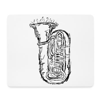 Dessin de tuba - Tapis de souris (format paysage) - blanc - Devant