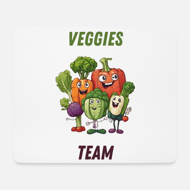 Veggies Team: Buntes Gemüse - Mousepad (Querformat) - Weiß