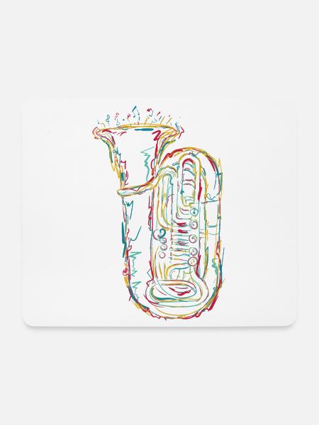 Tuba Skizze - Mousepad (Querformat) - Weiß