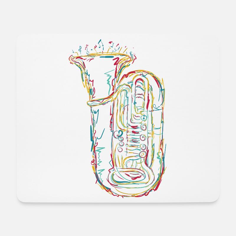 Tuba Skizze - Mousepad (Querformat) - Weiß