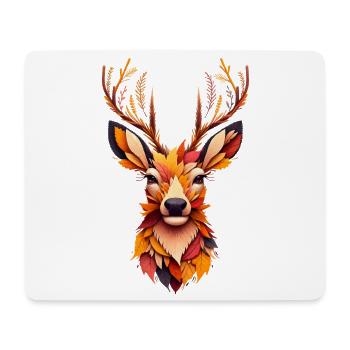 Ein Hirsch, gestaltet aus verschiedenen Blättern - Mousepad (Querformat) - Weiß - Vorne
