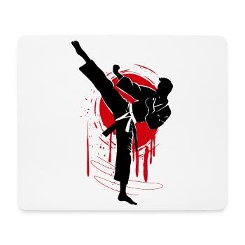 Judo Kämpfer Silhouette, rot-schwarz abstrakt - Mousepad (Querformat) - Weiß - Vorne