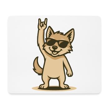 Cool jackal puppy with sunglasses - Mouse Pad (horizontal) - white - Front