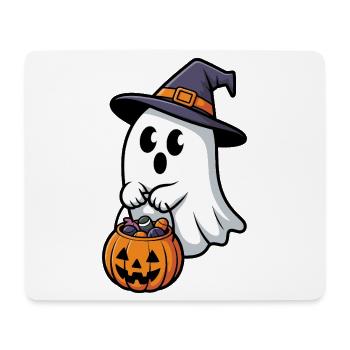 Motif de sorcière et de fantôme effrayant pour Halloween - Tapis de souris (format paysage) - blanc - Devant