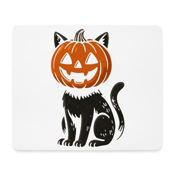 Kürbis-Katze Halloween Design - Mousepad (Querformat) - Weiß - Vorne