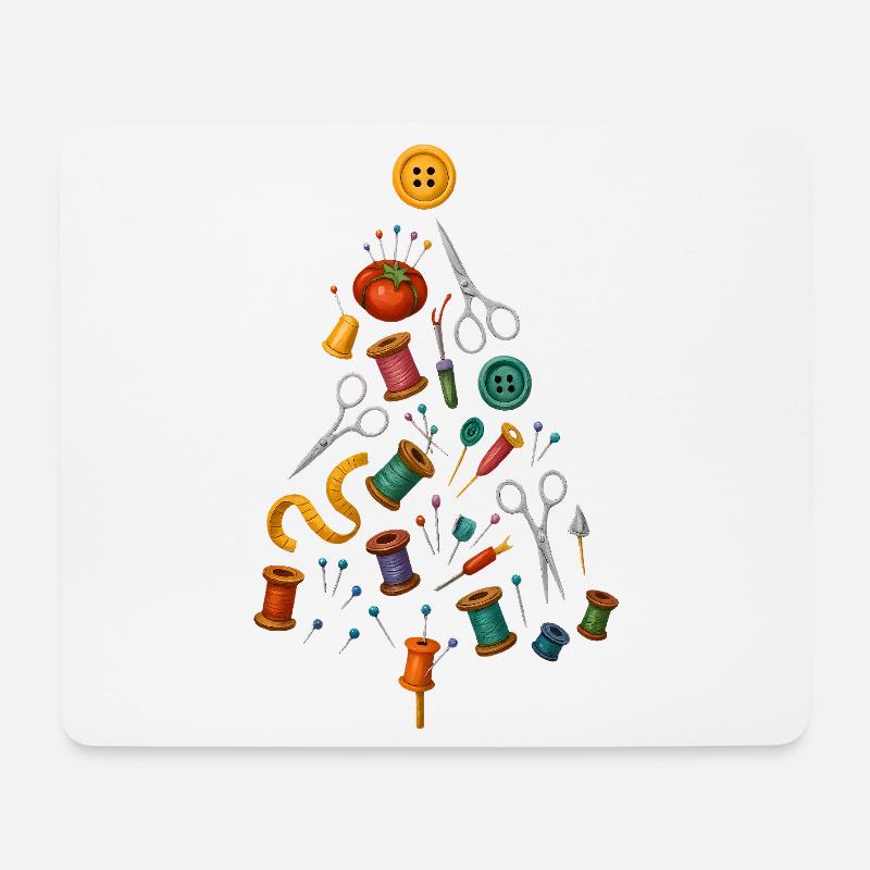 Näh Weihnachtsbaum Design - Mousepad (Querformat) - Weiß