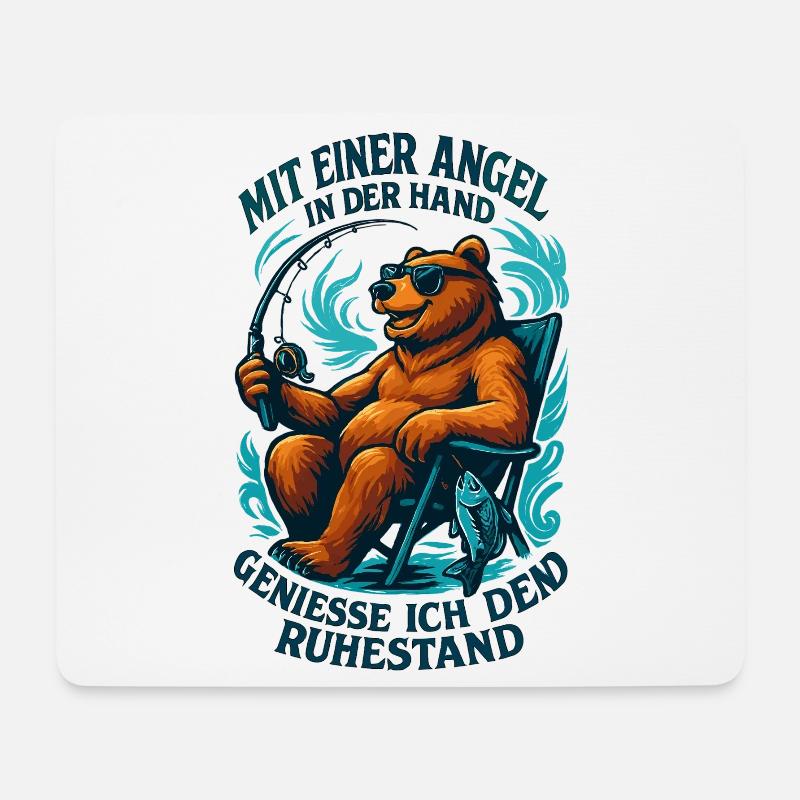 Ruhestand Rente Bär Renter Angeln Fisch Geschenk - Mousepad (Querformat) - Weiß