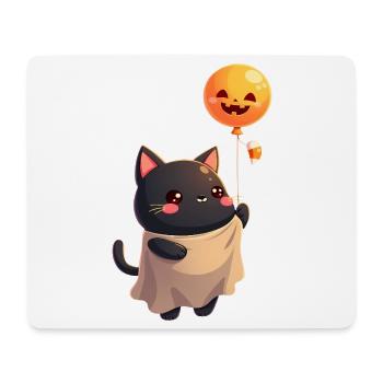 Halloween Cat with Halloween Pumpkin - Mouse Pad (horizontal) - white - Front
