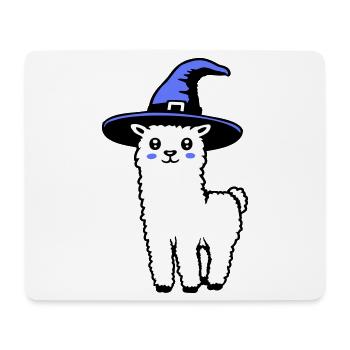 Cute Alpaca Llama Witch Hat Halloween Costume - Mouse Pad (horizontal) - white - Front