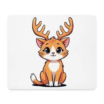 Reindeer Cat - Mouse Pad (horizontal) - white - Front