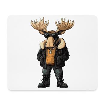 Elch Cool Winter - Mousepad (Querformat) - Weiß - Vorne