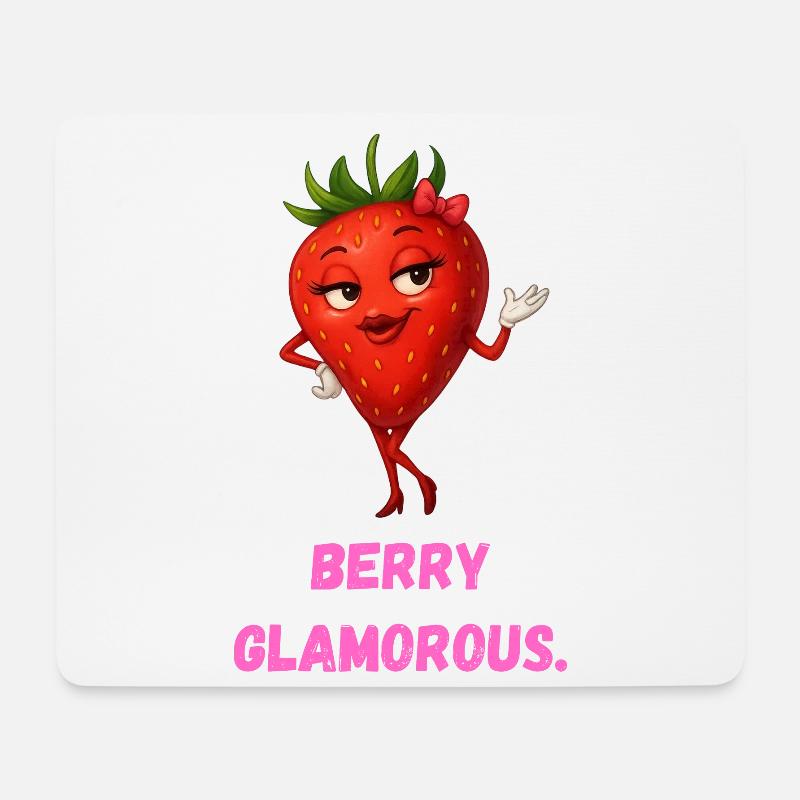 Berry Glamorous Strawberry Lady Caricature - Mouse Pad (horizontal) - white
