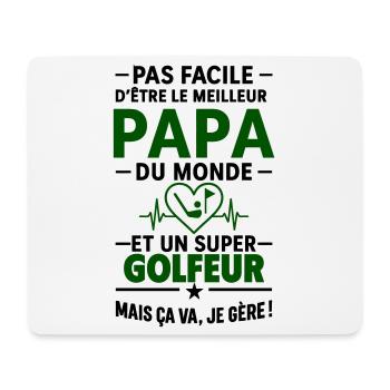 Cœur + Golf – Super Papa Golfeur - Tapis de souris (format paysage) - blanc - Devant