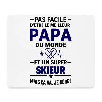 Cœur + Ski – Super Papa Skieur - Tapis de souris (format paysage) - blanc - Devant