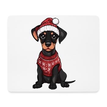 Doberman Chien de Noël - Tapis de souris (format paysage) - blanc - Devant