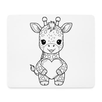 Giraffe with heart – cute animal motif - Mouse Pad (horizontal) - white - Front