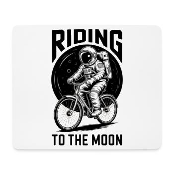 Mondfahrt mit Astronaut auf Fahrrad - Mousepad (Querformat) - Weiß - Vorne