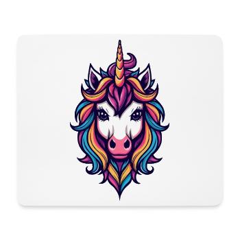 Regenbogen Einhorn Kopf - Mousepad (Querformat) - Weiß - Vorne