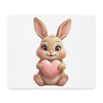 Cuddly bunny with pink heart - Mouse Pad (horizontal) - white - Front