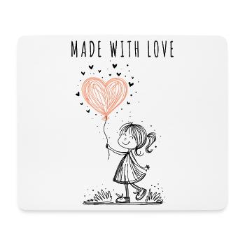Made with Love – Handgezeichnetes Herz - Mousepad (Querformat) - Weiß - Vorne