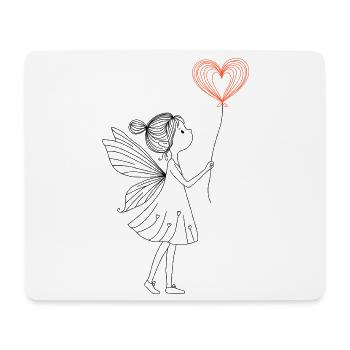 Hand drawn little fairy with heart balloon - Mouse Pad (horizontal) - white - Front